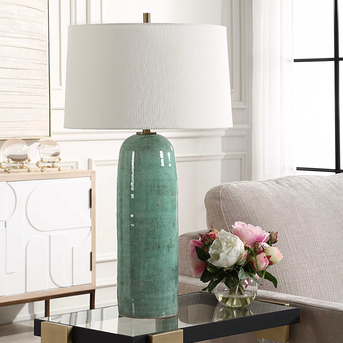 Andale Crackled Teal Table Lamp