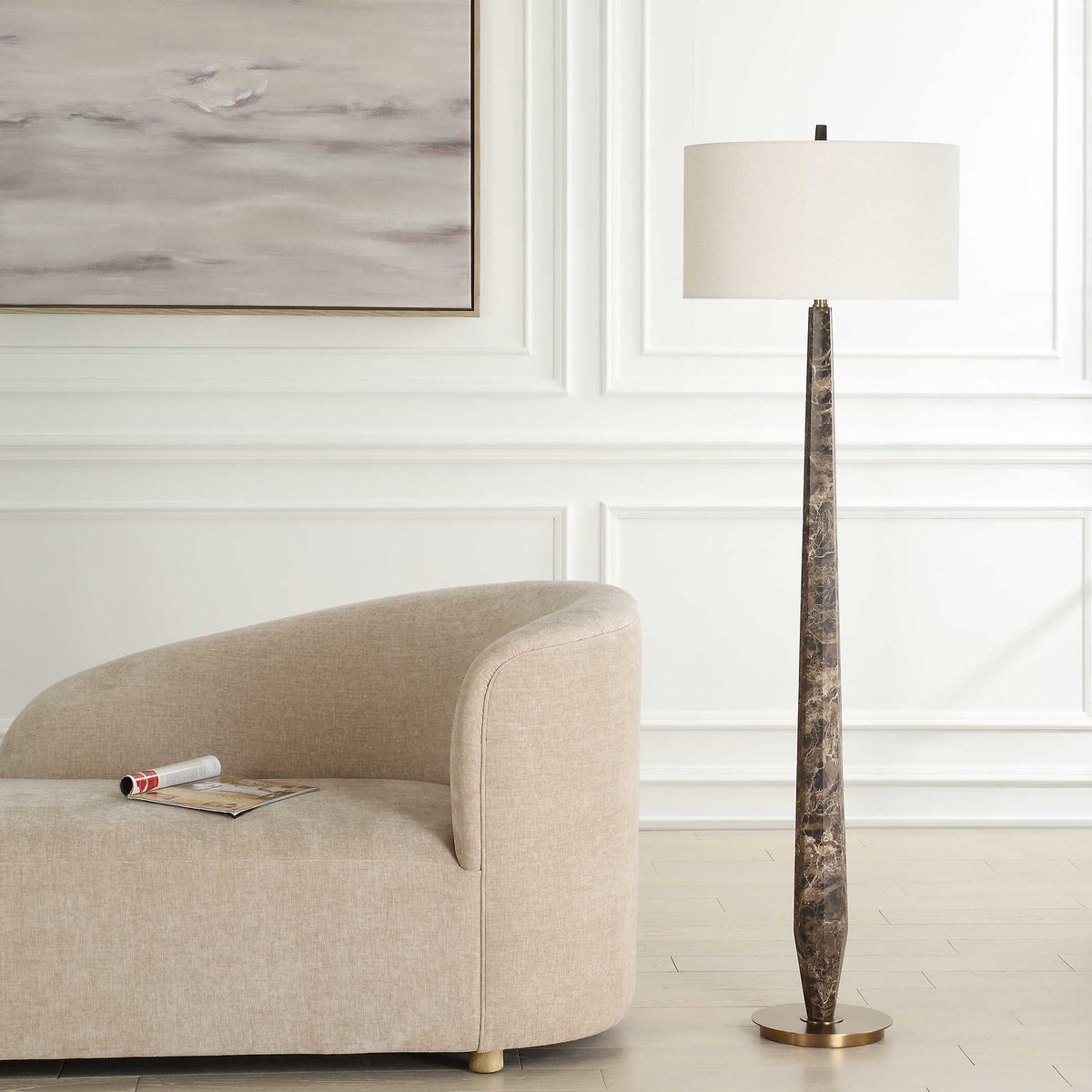 Tyree Brown Marble Floor Lamp