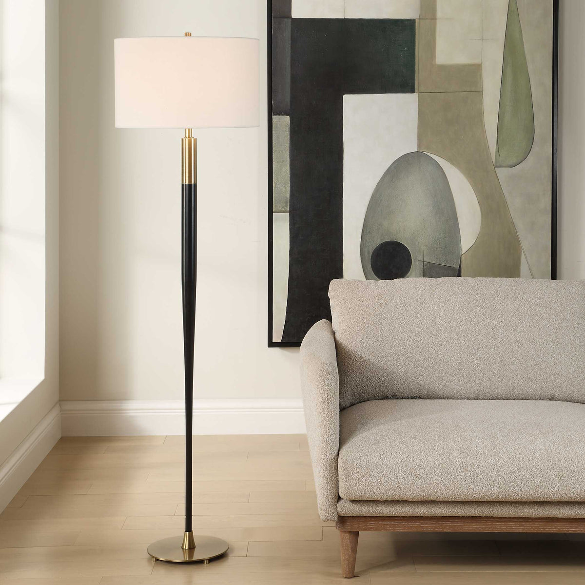 Stowe Satin Black Floor Lamp