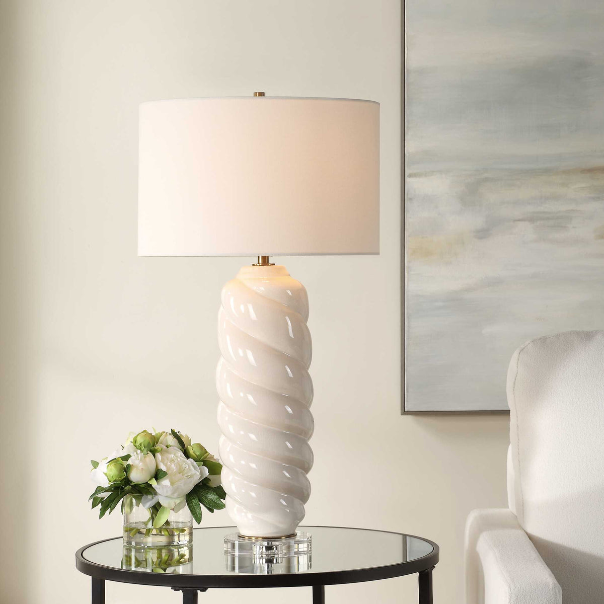 Anneli White Swirl Table Lamp