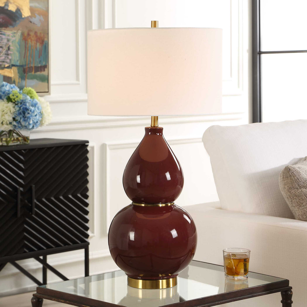 Gourd Burgundy Table Lamp