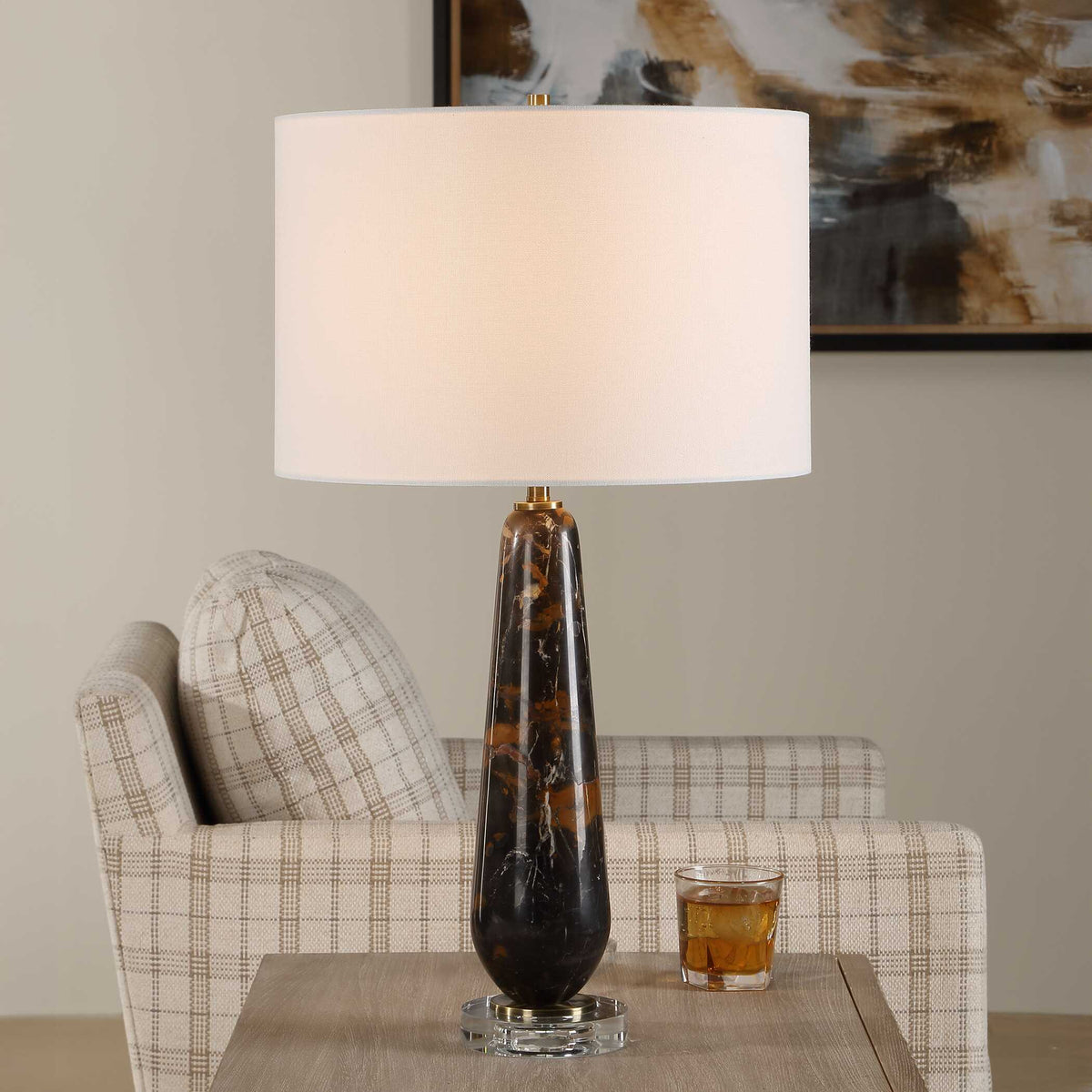 Dames Dark Marble Table Lamp