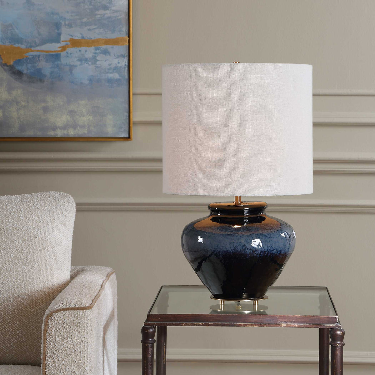 Andrus Blue Glaze Table Lamp