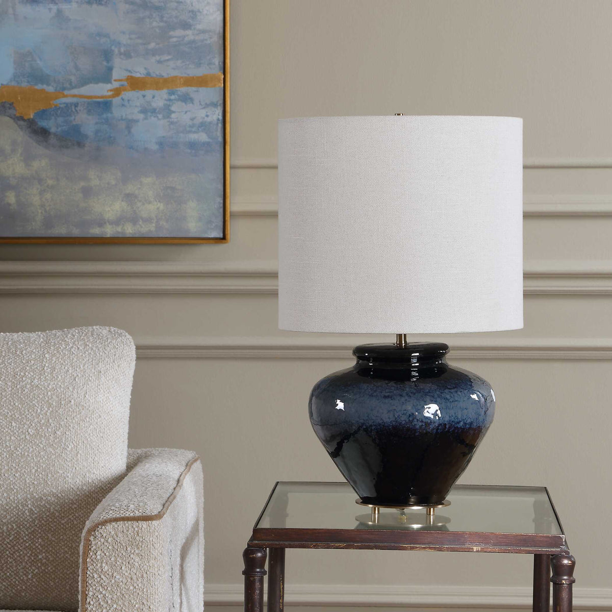 Andrus Blue Glaze Table Lamp
