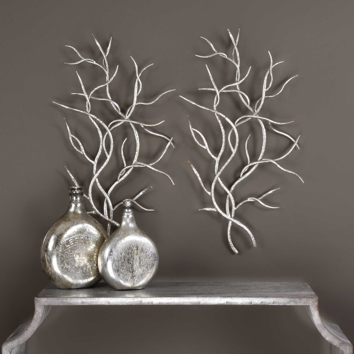 Silver Branches Wall Art Set/2