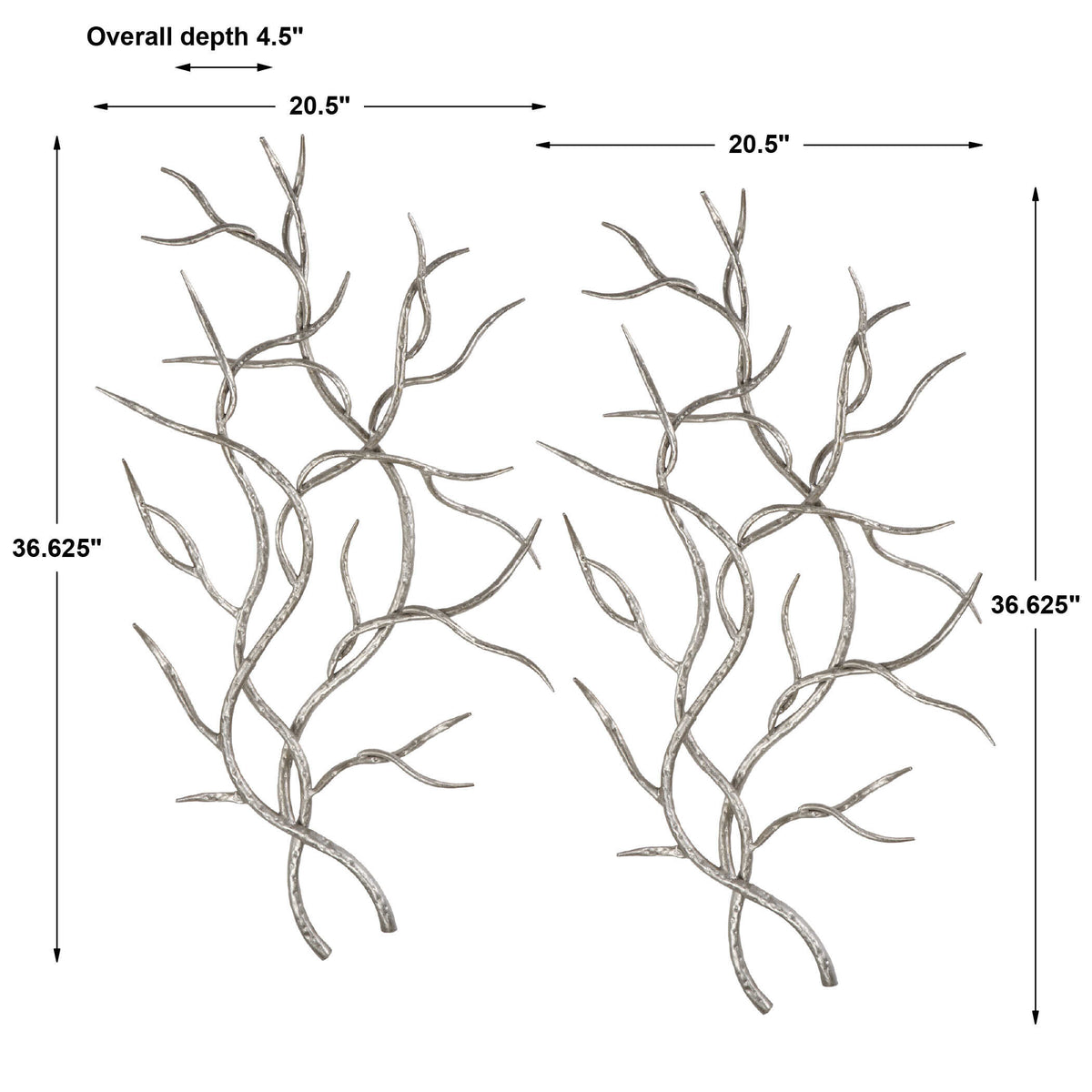Silver Branches Wall Art Set/2