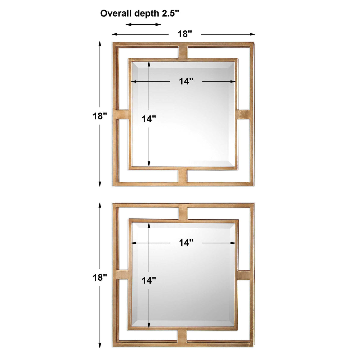 Allick Gold Square Mirrors Set/2