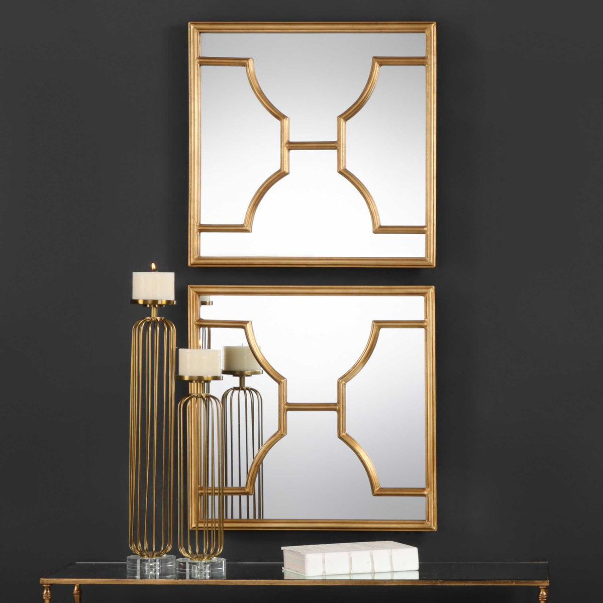 Misa Gold Square Mirrors Set/2