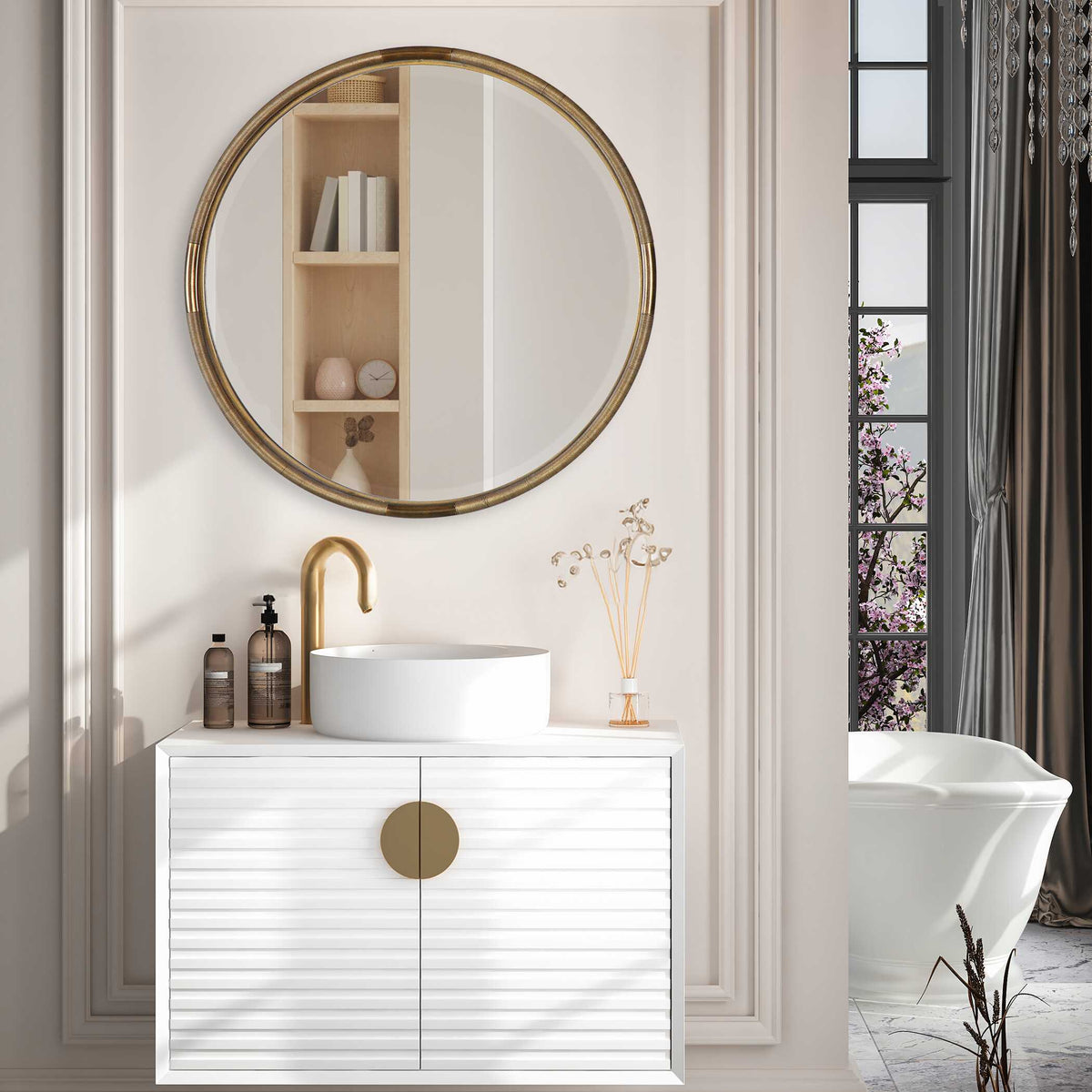 Finnick Iron Coil Round Mirror