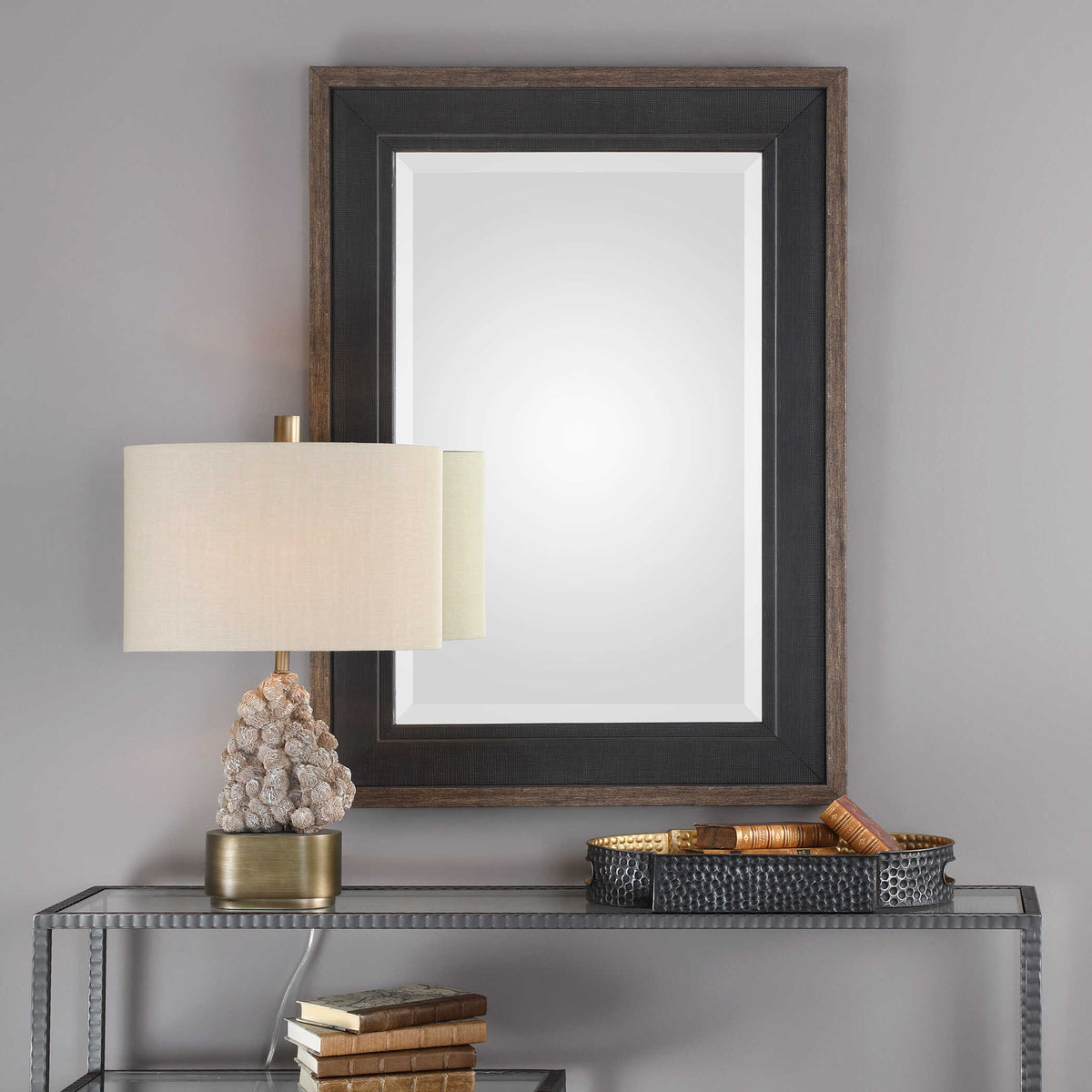 Staveley Rustic Black Mirror