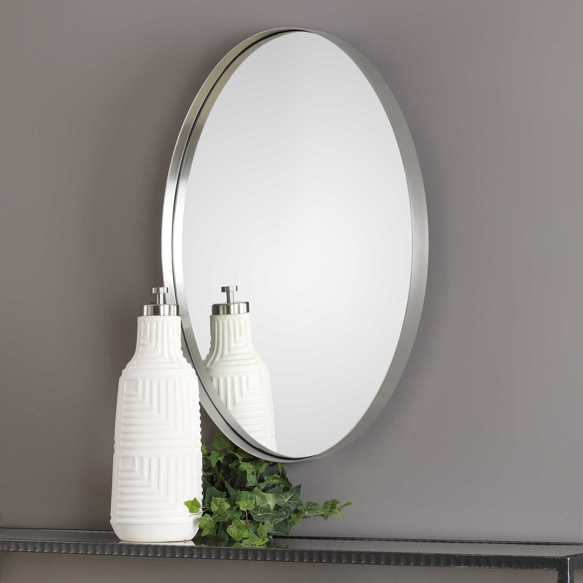 Pursley Brushed Nickel Oval Mirror