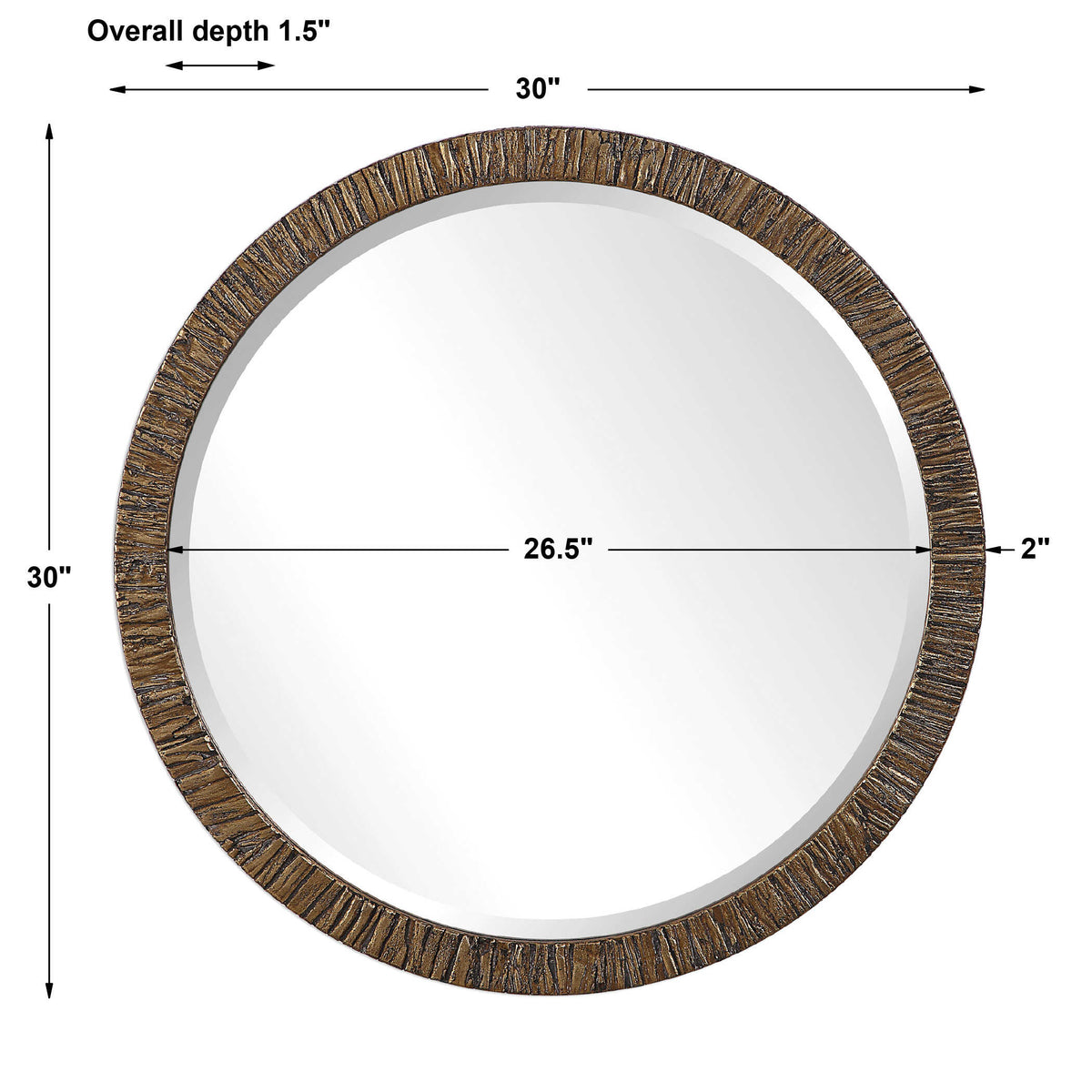 Wayde Gold Bark Round Mirror