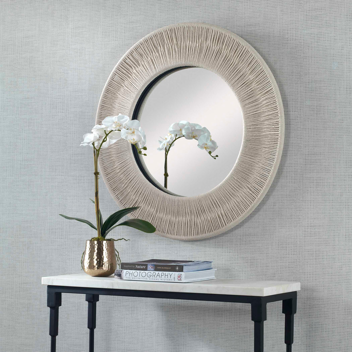 Sailor's Knot White Small Round Mirror