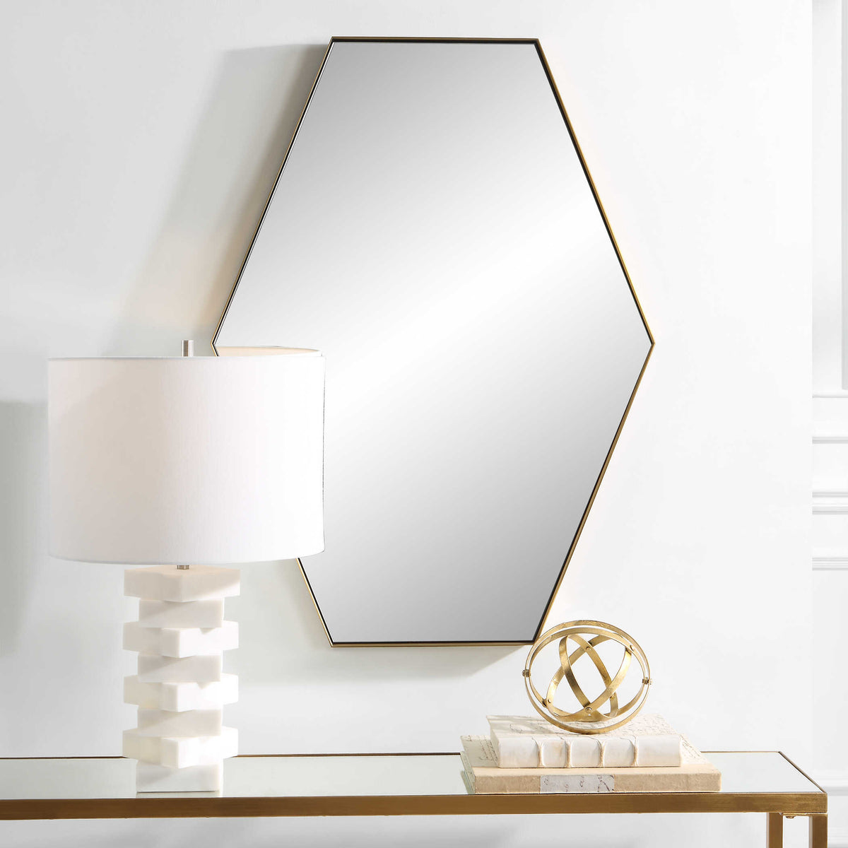 Ankara Brass Hexagon Mirror