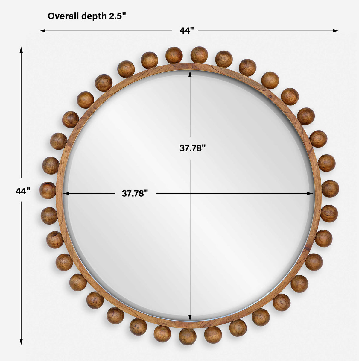 Cyra Wood Beaded Round Mirror