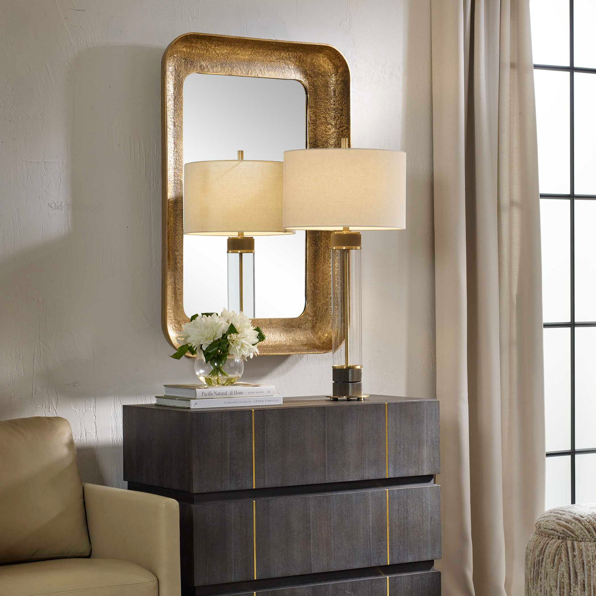 Alvaro Antique Brass Mirror