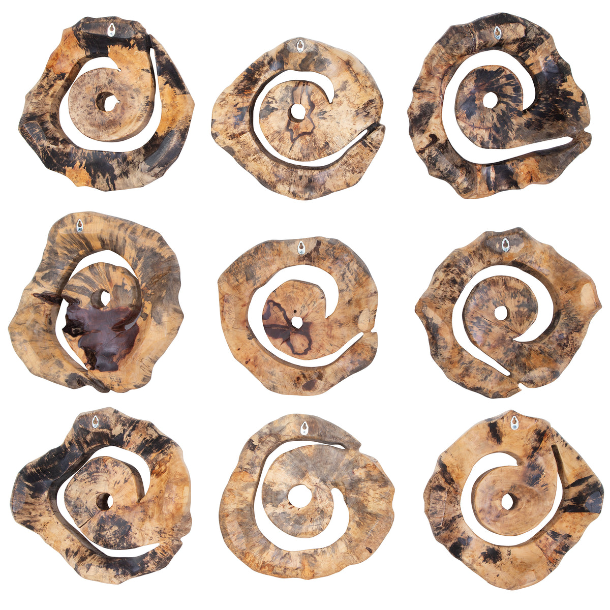 Corkscrew Wood Wall Decor Set/9
