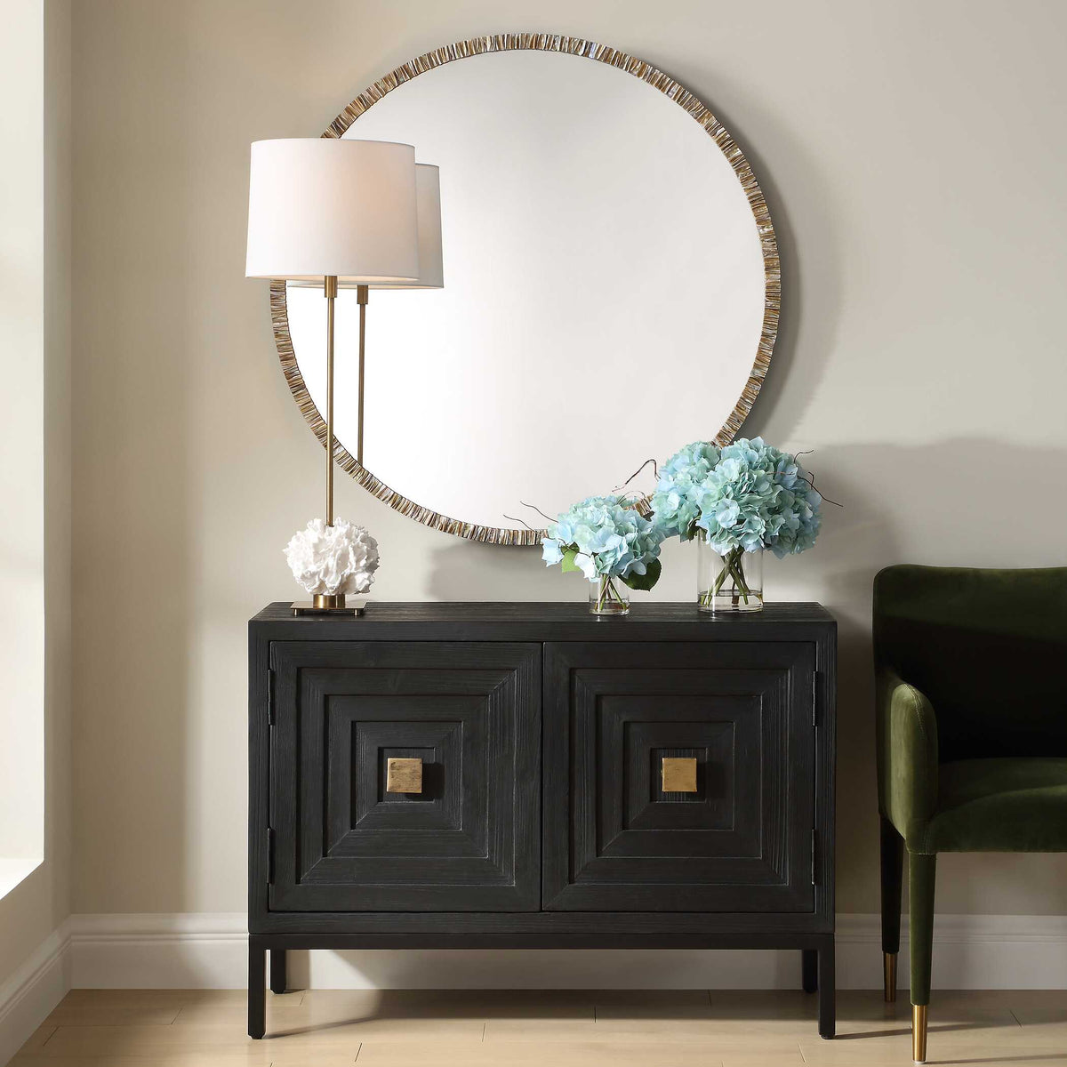 Odeon Shell Inlay Round Mirror