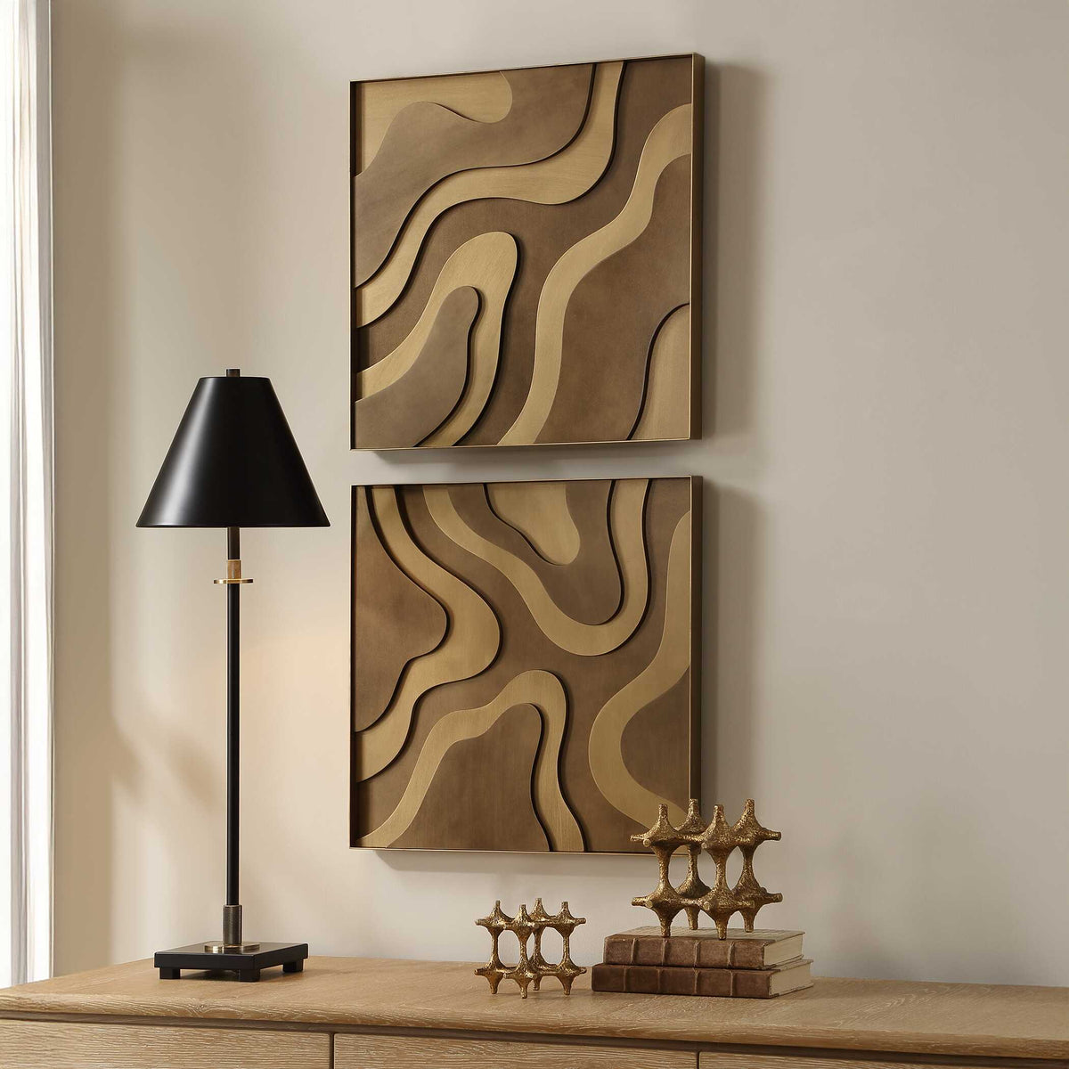 Golden Terrain Wooden Wall Decor Set/2