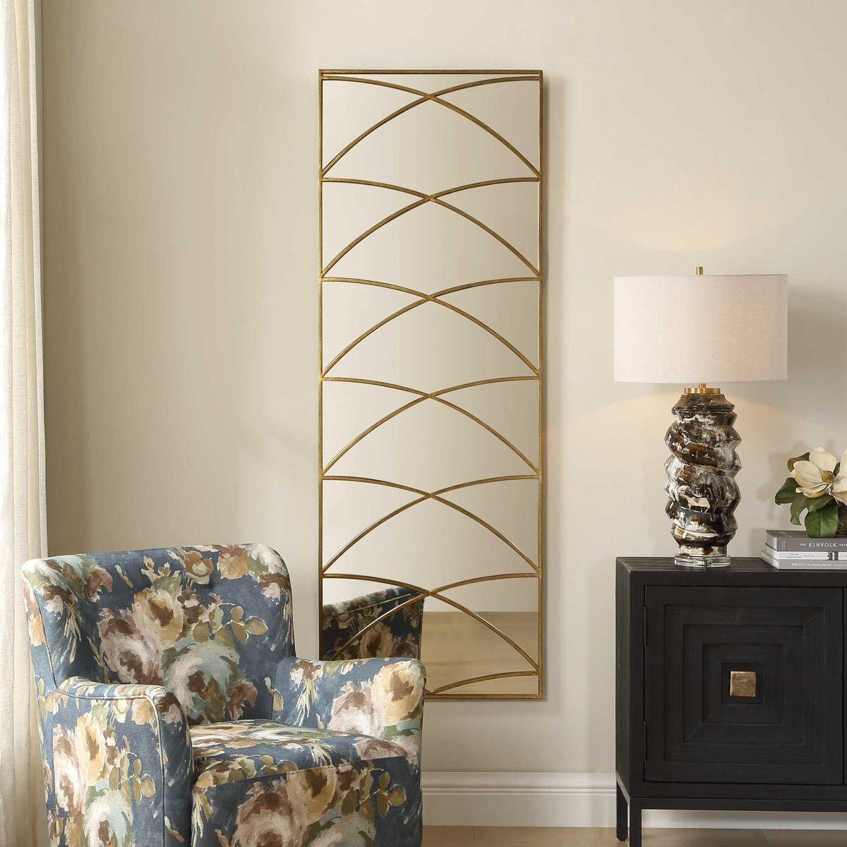 Crossed Up Gold Full Length Mirror