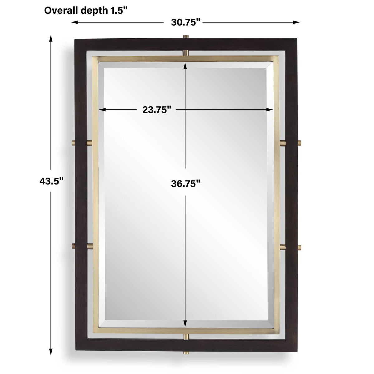 Bach Walnut & Brass Rectangle Mirror