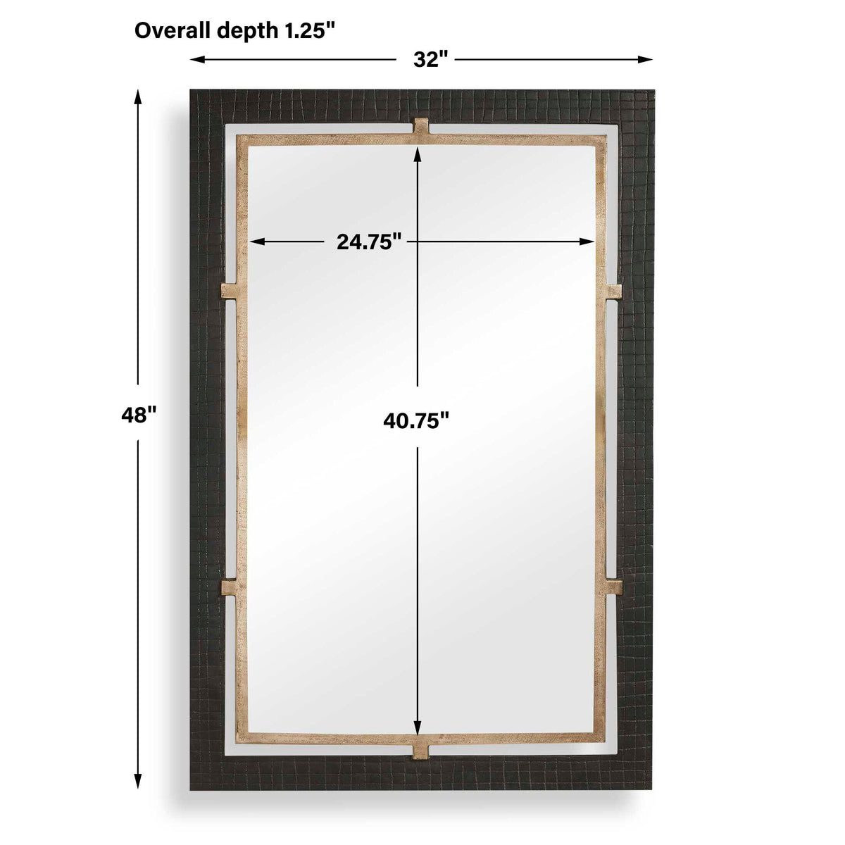Guerra Walnut & Brass Mirror