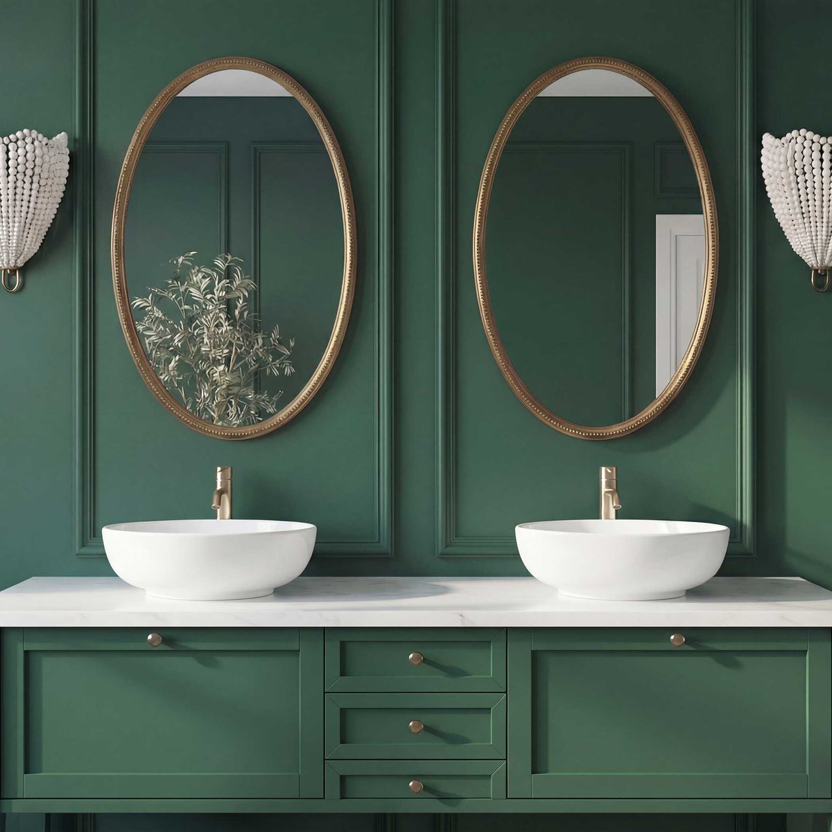 Ellis Beaded Brass Oval Mirror