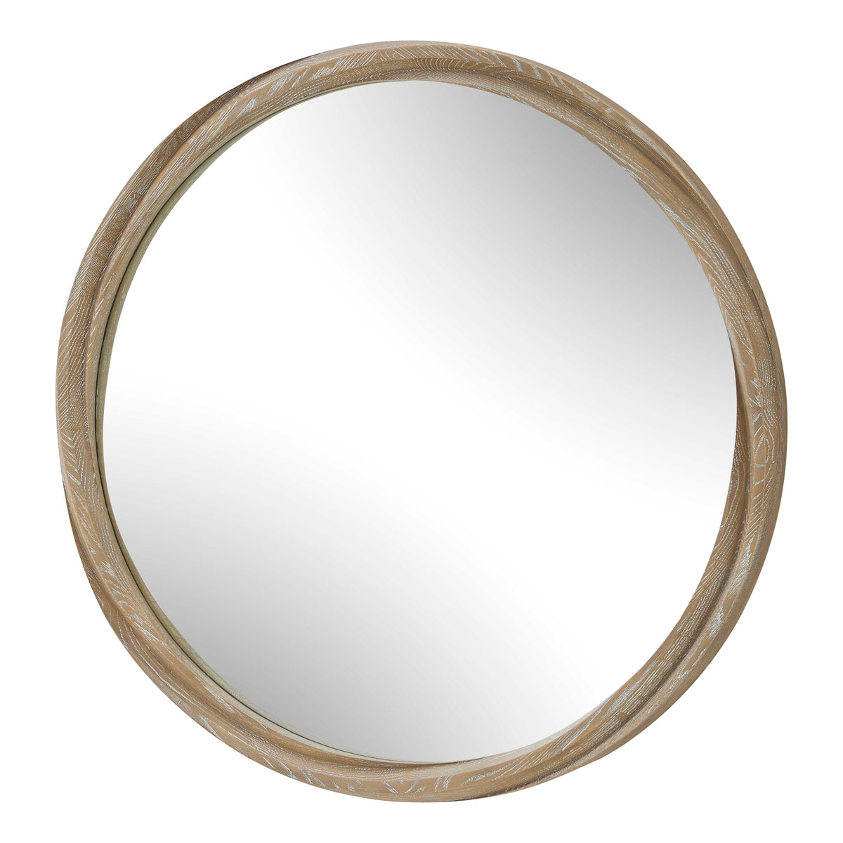 Landry Round Light Wood Mirror