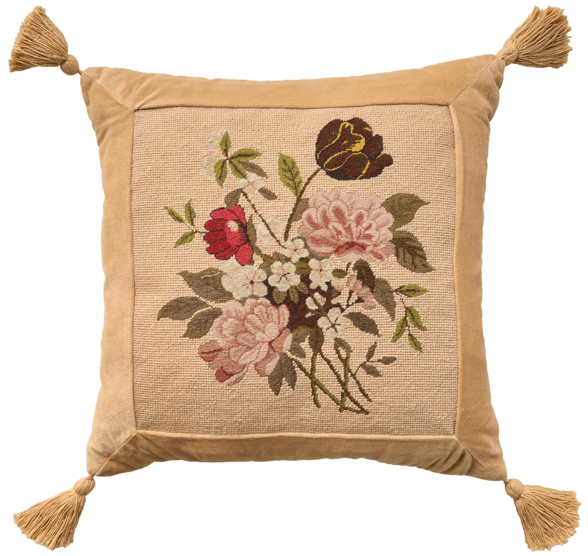 Vintage Pillow V8245 Beige 20" x 20" Throw Pillows