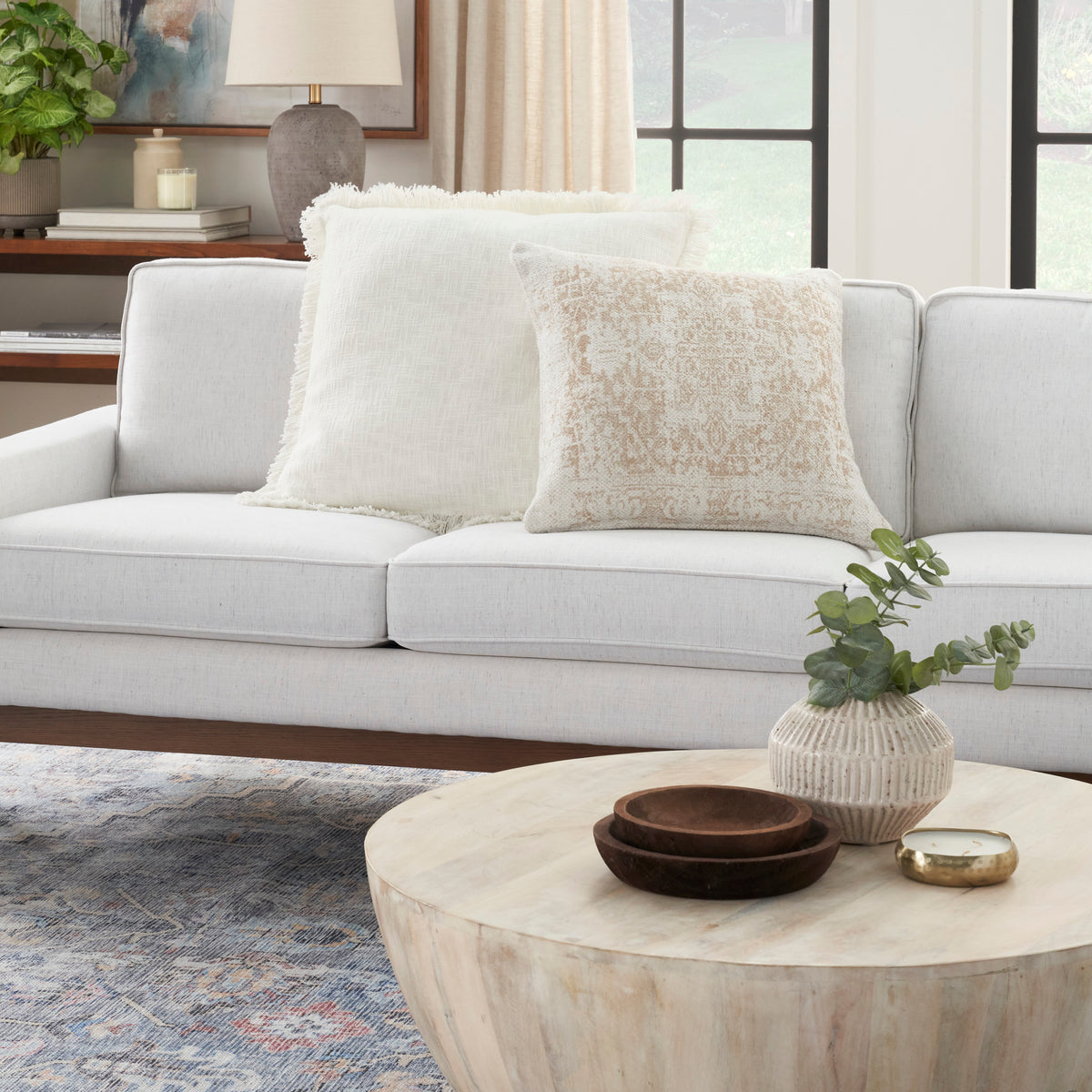 Lifestyle VJ020 Ivory Beige 20" x 20" Throw Pillows