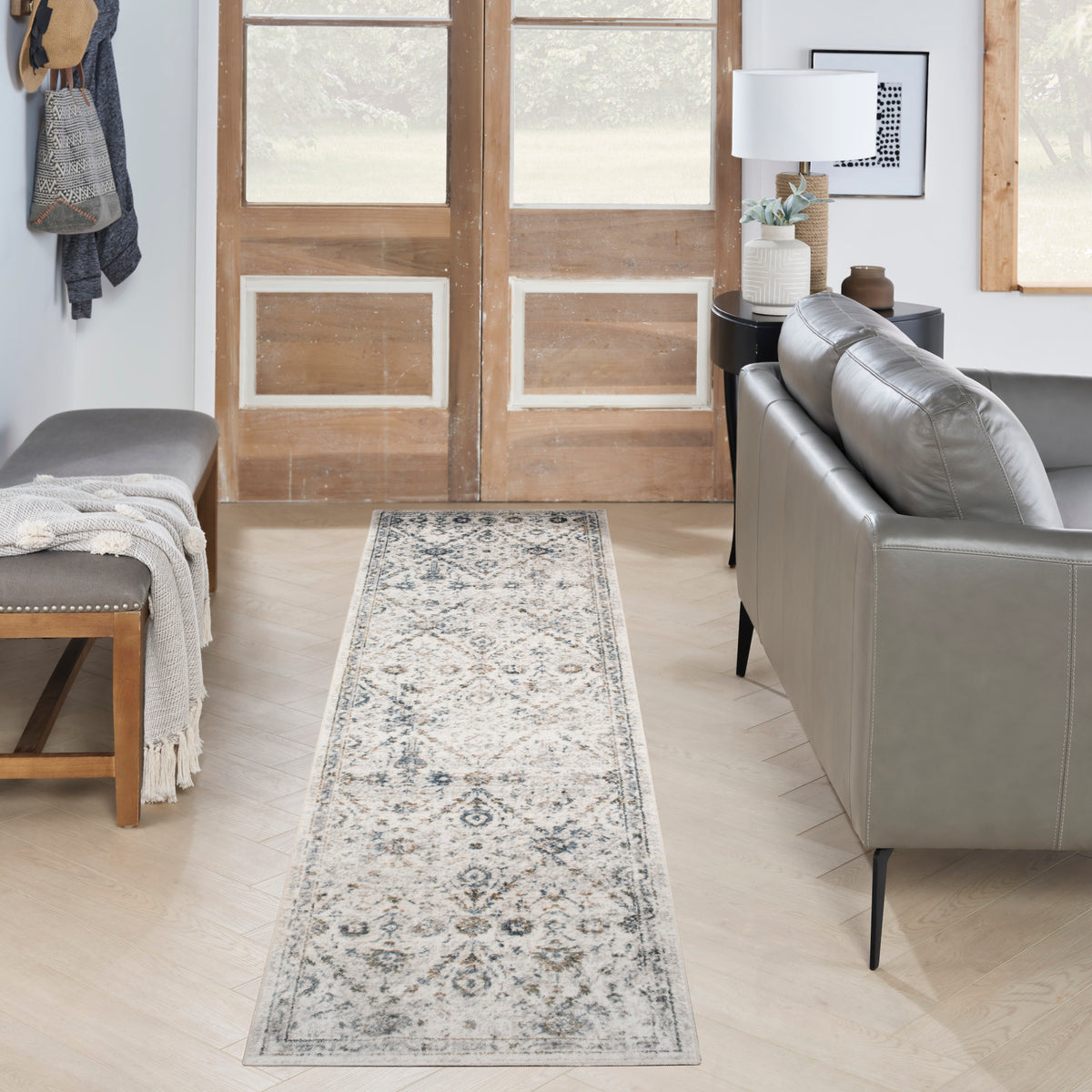 Astra Machine Washable ASW16 Ivory Blue Rug