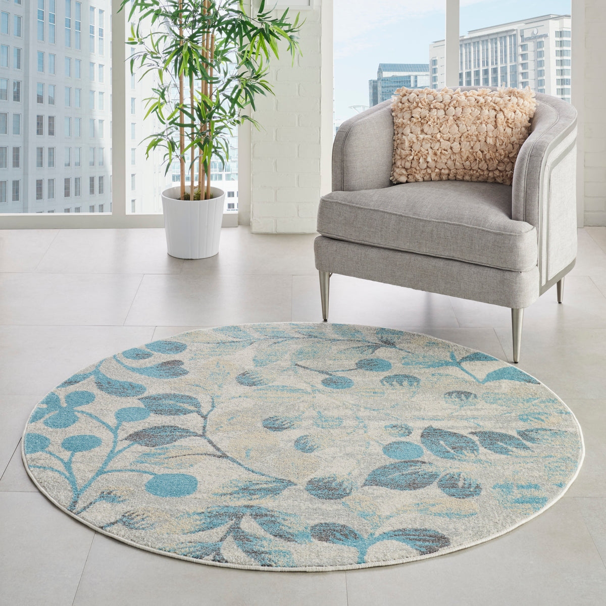Tranquil TRA03 Ivory/Turquoise Rug