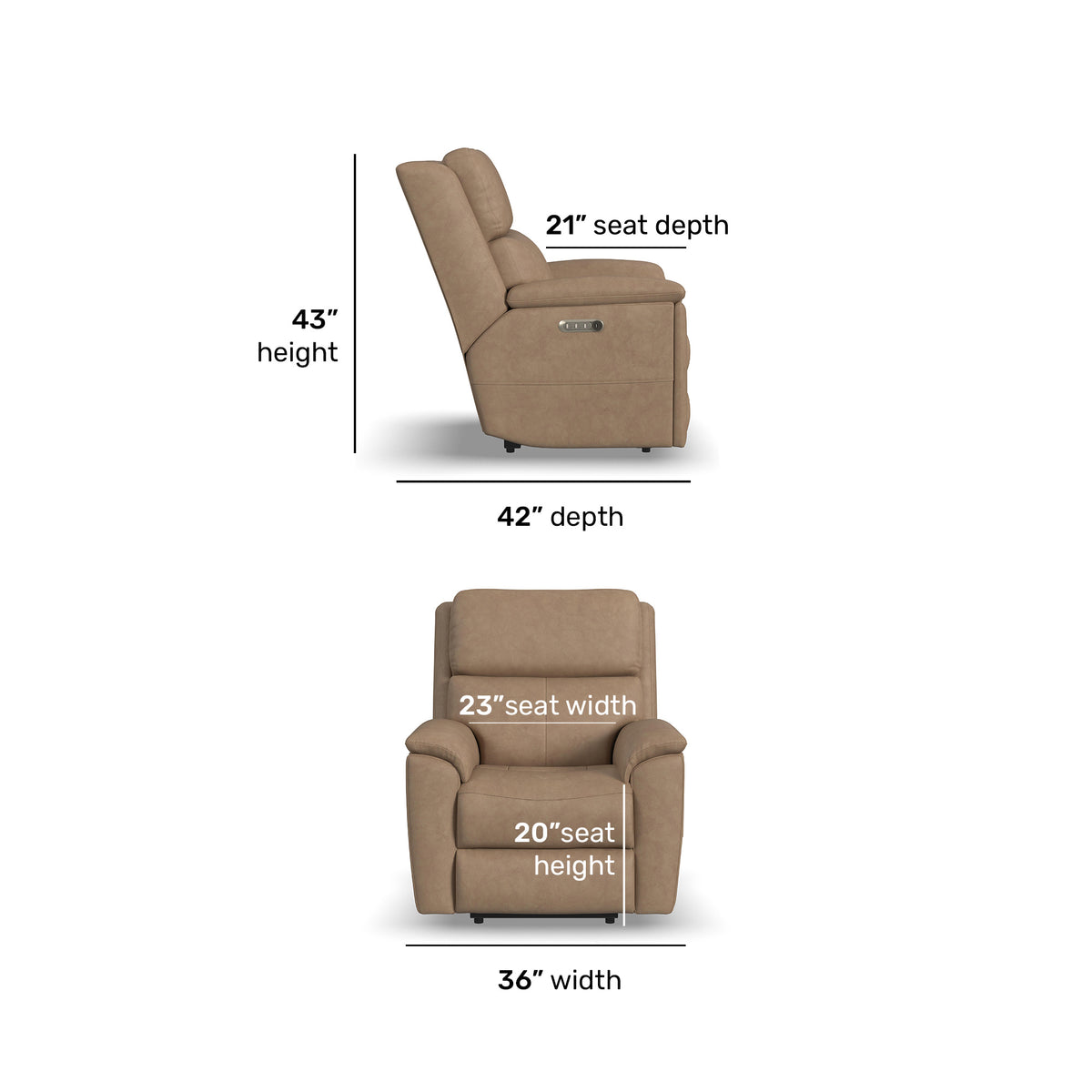 Porter Leather Power Recliner with Power Headrest & Lumbar