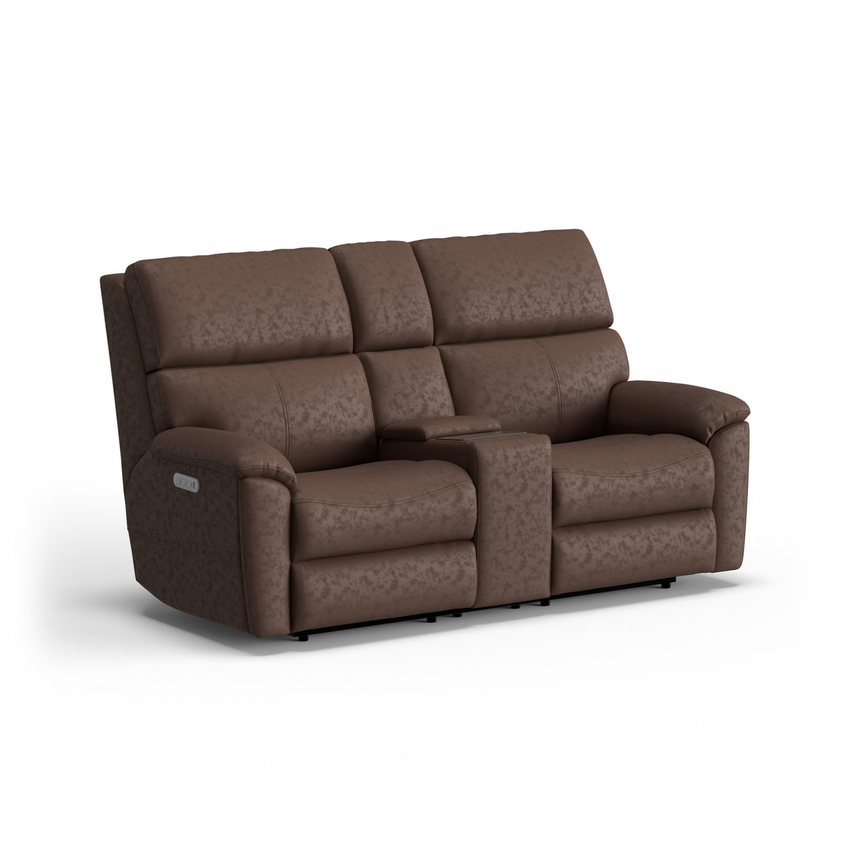 Porter Leather Power Reclining Loveseat with Console, Power Headrest, & Lumbar