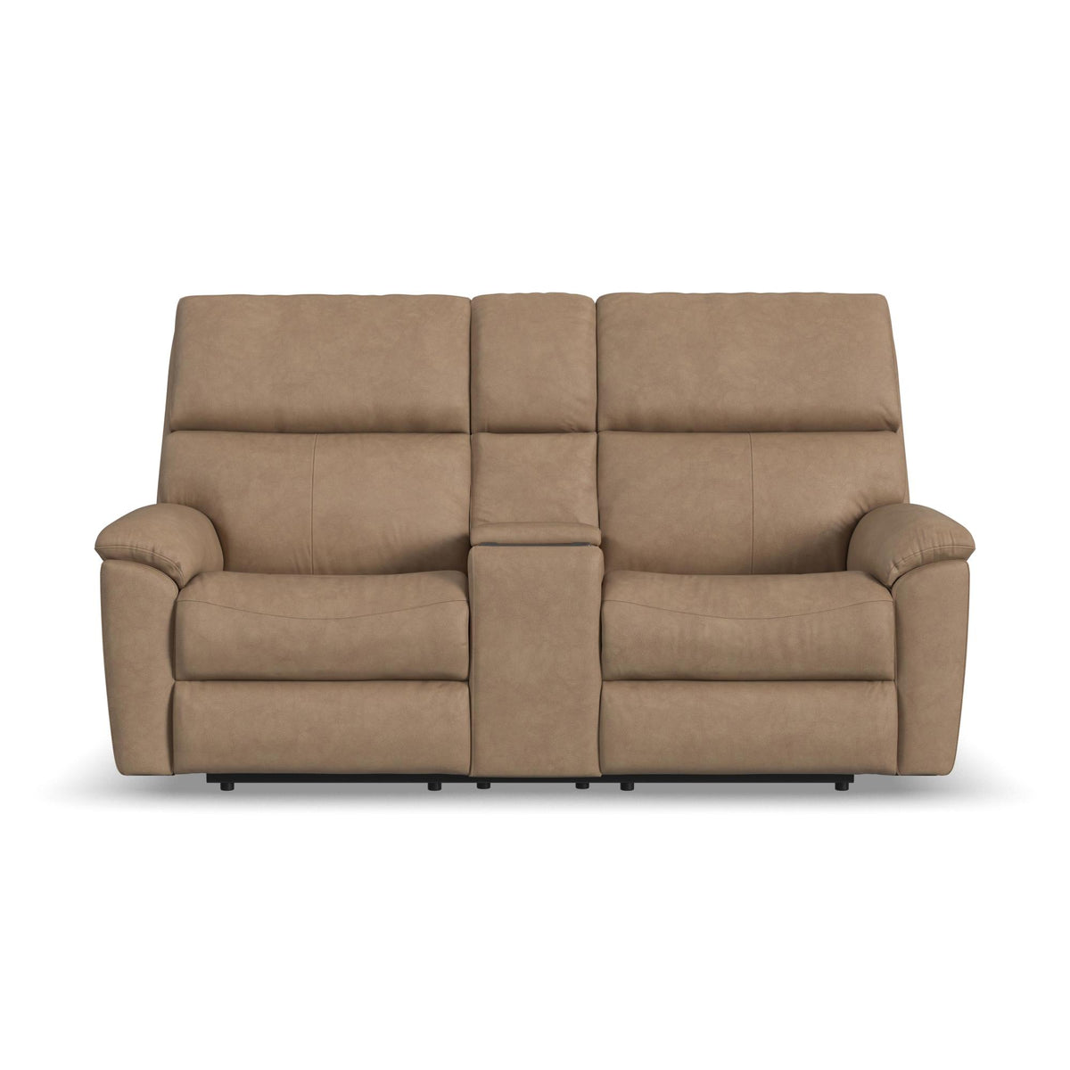Porter Leather Power Reclining Loveseat with Console, Power Headrest, & Lumbar