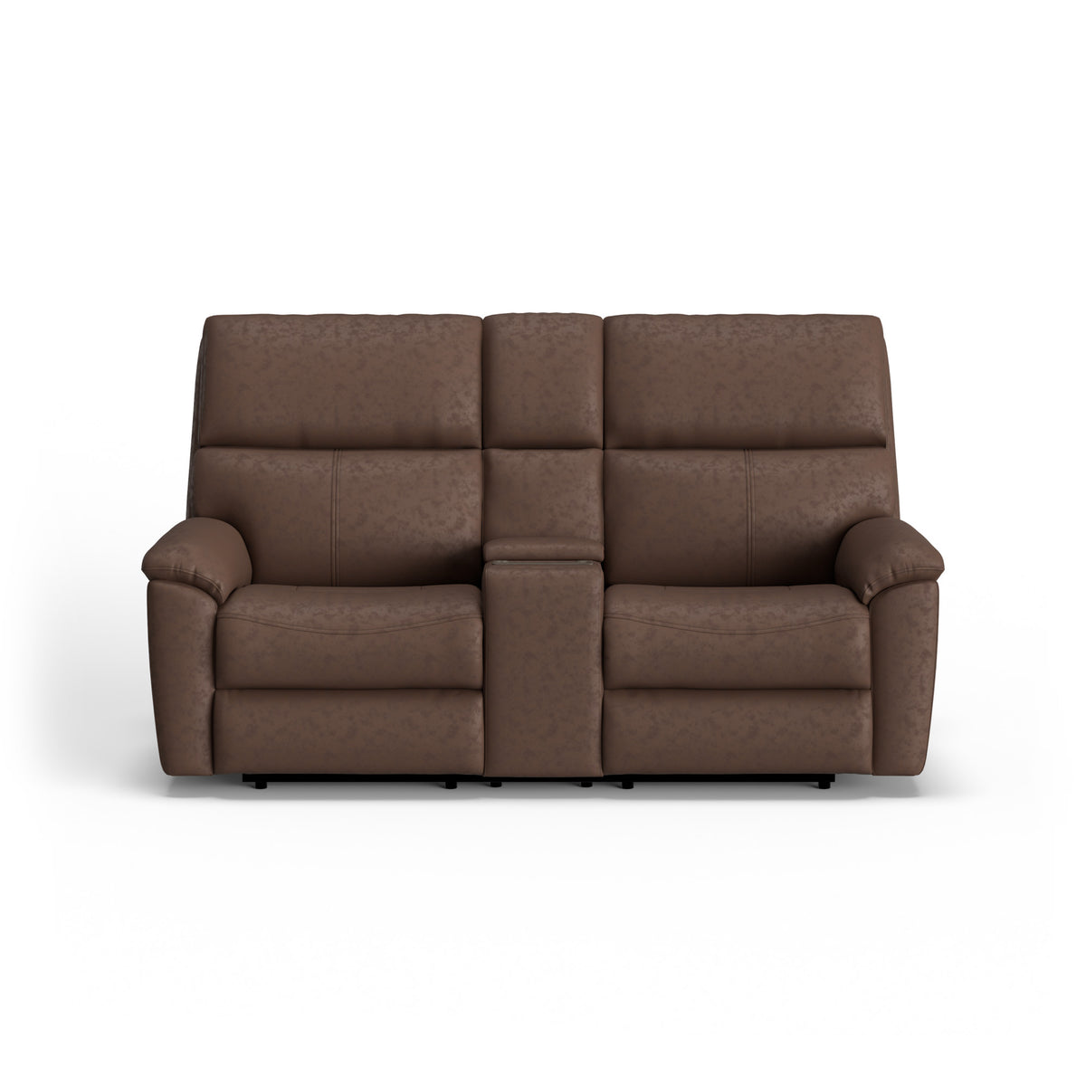 Porter Leather Power Reclining Loveseat with Console, Power Headrest, & Lumbar