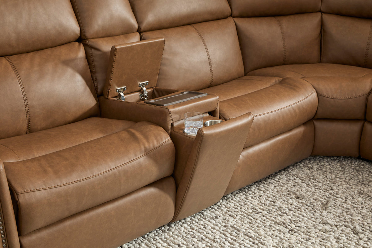 Bernard Leather Power Reclining Sectional w/ Power Headrest & Lumbar (B3871-SECTL)