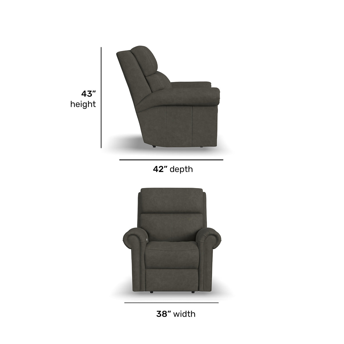 Bernard Leather Power Recliner with Power Headrest & Lumbar
