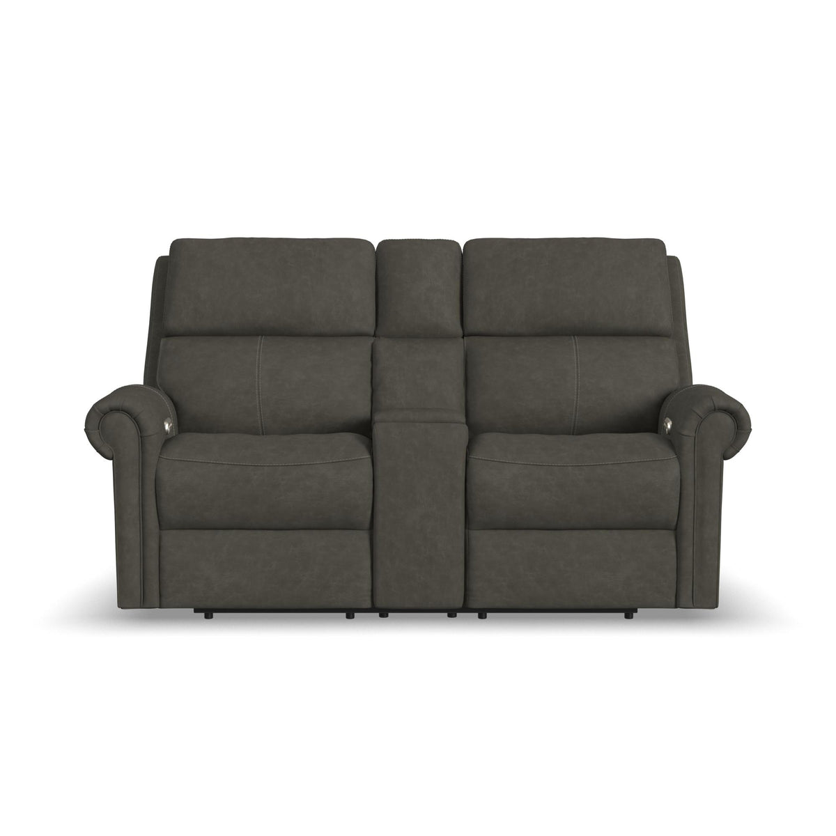 Bernard Leather Power Reclining Loveseat with Console, Power Headrests & Lumbar
