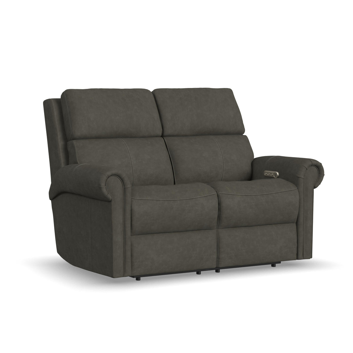 Bernard Leather Power Reclining Loveseat with Power Headrests & Lumbar