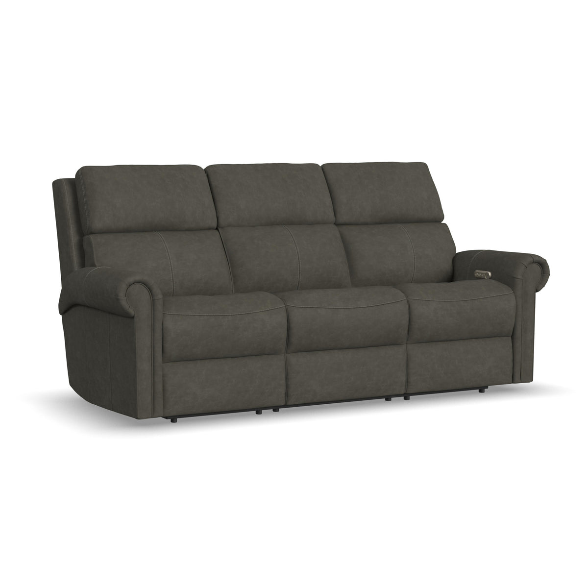Bernard Leather Power Reclining Sofa with Console, Power Headrests & Lumbar