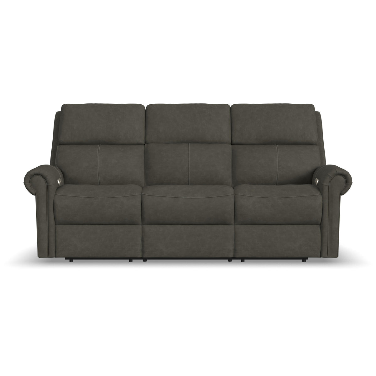 Bernard Leather Power Reclining Sofa with Console, Power Headrests & Lumbar