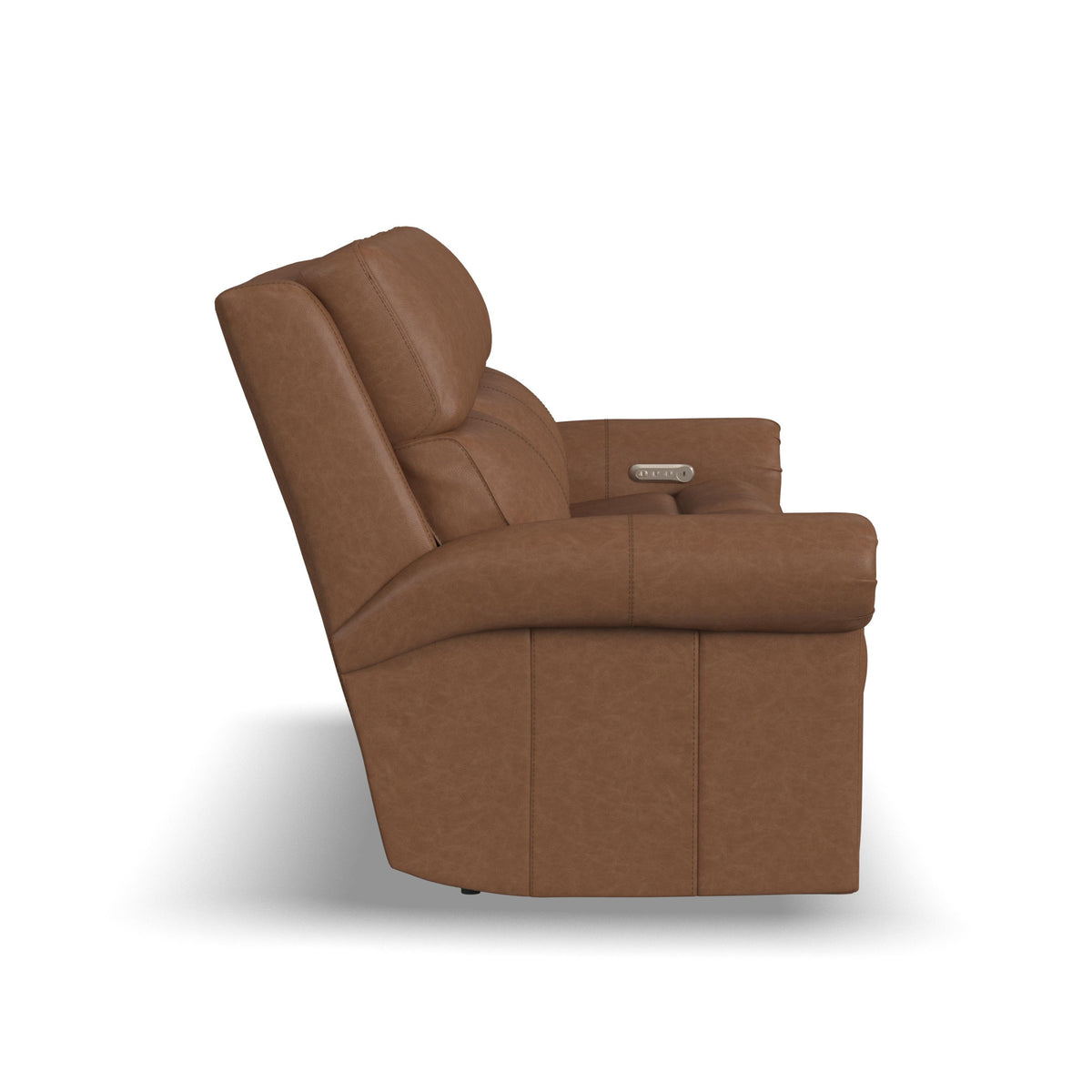 Bernard Leather Power Reclining Sofa with Console, Power Headrests & Lumbar