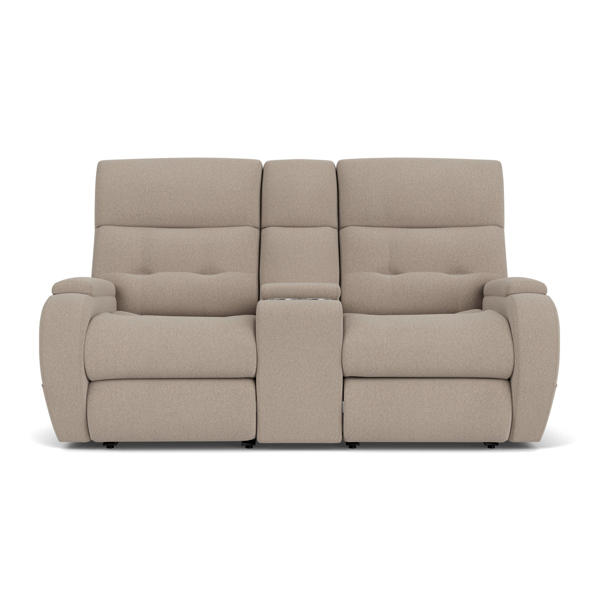 Strait Leather Power Reclining Loveseat with Console & Power Headrests