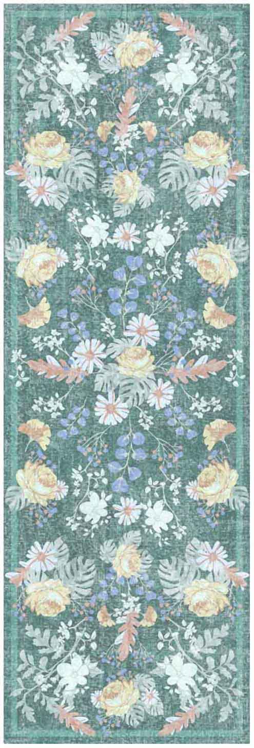 Botanical Washables BOT02 Green Multicolor Rug
