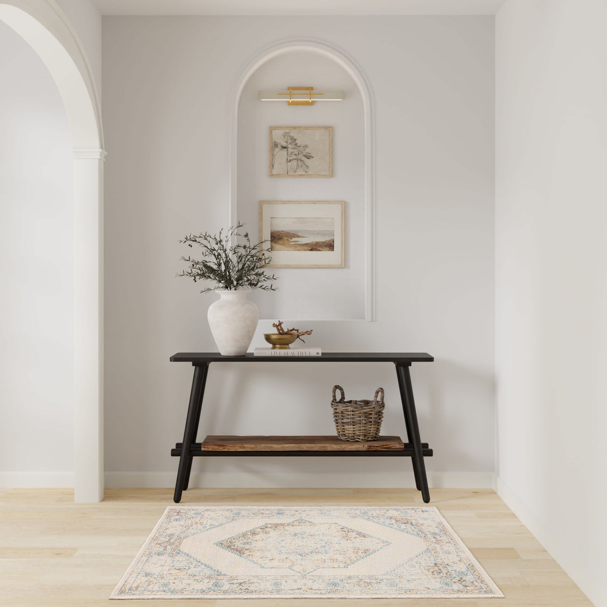 Astra Machine Washable ASW13 Ivory Blue Rug
