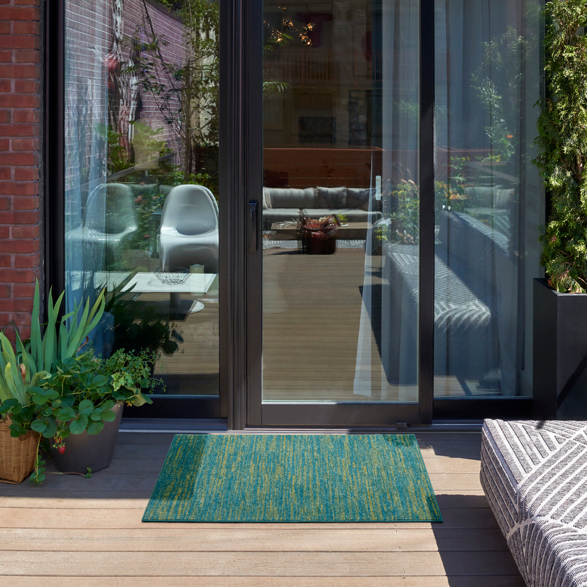Nourison Essentials NRE01 Blue Green Rug