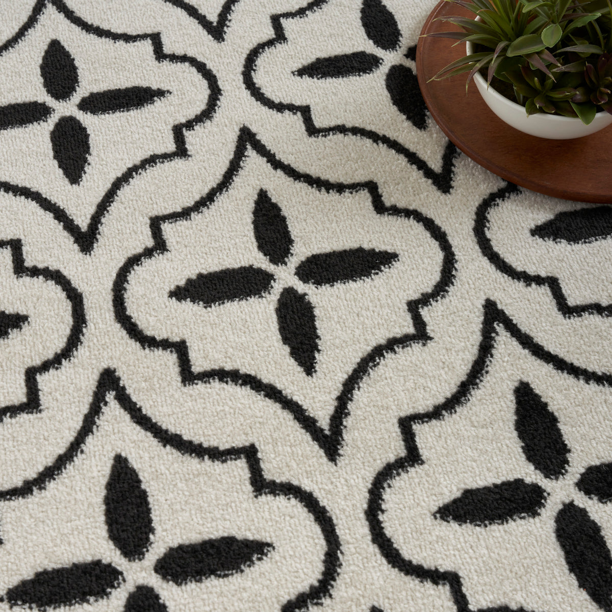 Nourison Essentials NRE04 Ivory Black Rug