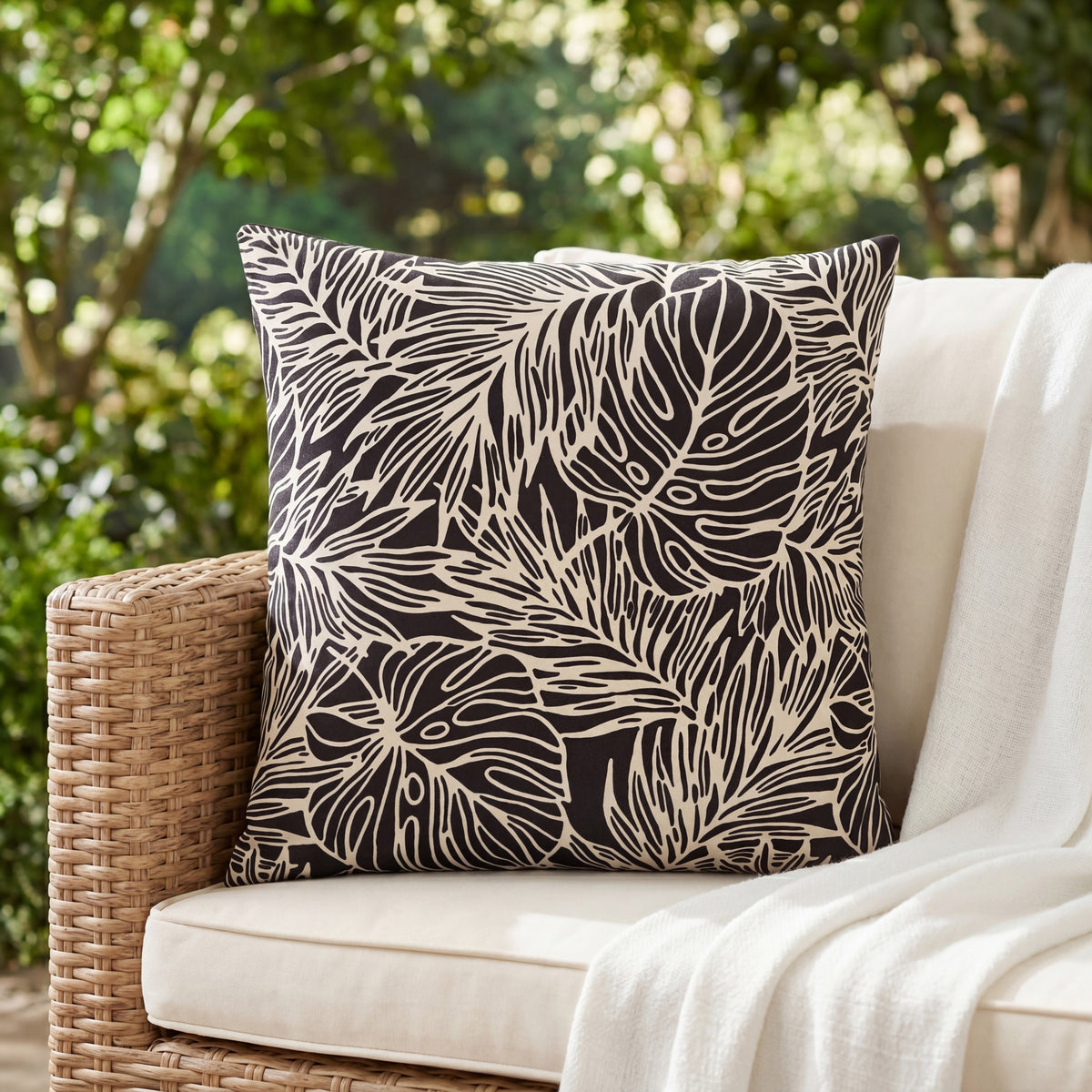 Outdoor Pillows VJ244 Black 18" x 18" Throw Pillows