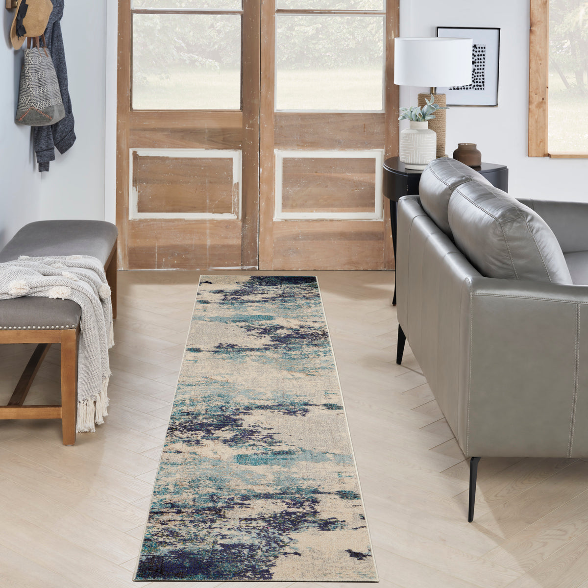 Celestial CES02 Ivory/Teal Blue Rug